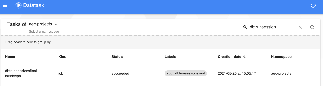 datatask task status